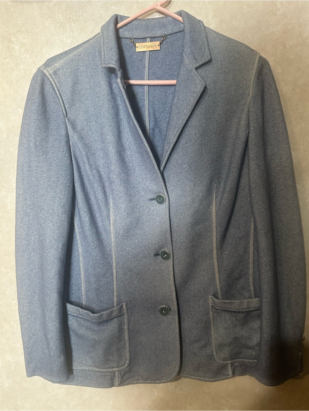 COLOMBO Women's Soft Blue Blazer Jacket - Classic Single-Breasted Style